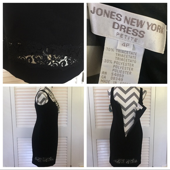 *DONATED* JNY NWT LBD Little Black Dress with Lace Size 4P - Picture 3 of 3
